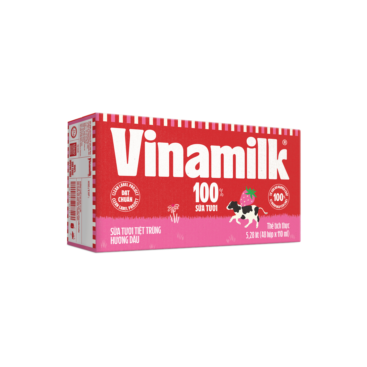 Sữa tươi tiệt trùng hương dâu Vinamilk 100% Sữa tươi 180ml