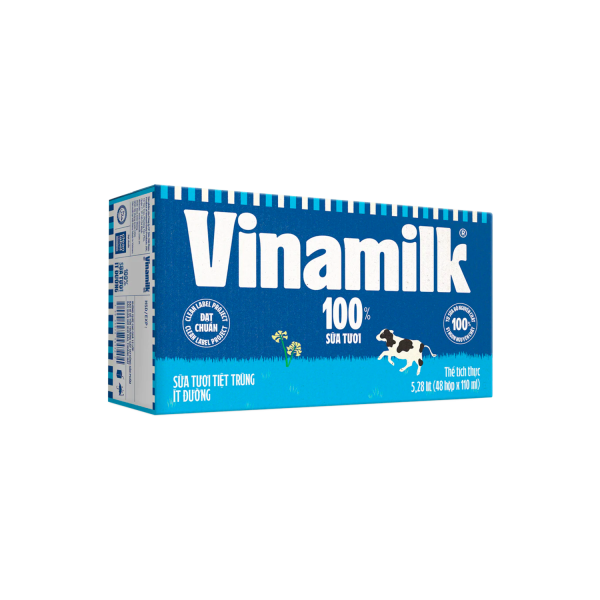 Sữa tươi tiệt trùng 100% Ít đường 110ml