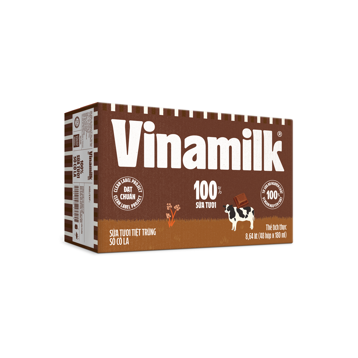 Sữa tươi tiệt trùng hương socola Vinamilk 100% Sữa tươi 180ml
